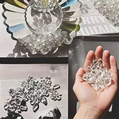 100g/200g 프리미엄 고품질 모자이크 얼음 돌, 꿈같은 반투명 유리 소재, 꽃병 필러, DIY 보석 공예, 다이아몬드 페인팅, 벽돌 페인팅 용품, 수제 앨범 공예, 수족관 정원 장식, 선물, 유리 장식품, 모자이크 질감 조약돌에 적합