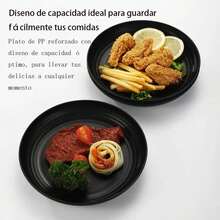 Set Juego Platos Melamina Gruesa Negro Moderna 6pzas - Negro - Ver 5