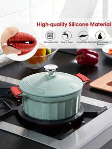 Silicone Handle Holder For Hot Pots, Lid Cover For Frying Pan Handle, Non-Slip For Cast Iron Frying Pans, Suitable For Enamel Skillets And Cookware (Set Of 4) - View 5