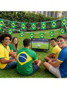 32.8ft/26.24ft/19.68ft Cờ treo Brazil mini - Biểu ngữ cờ thế giới thu nhỏ phù hợp cho tiệc, sự kiện, lớp học, vườn và lễ hội. Trang trí theo mùa, biểu ngữ tiệc chủ đề World Cup, trang trí không khí cổ vũ bóng đá. - Biểu ngữ cờ Brazil - Xem 2