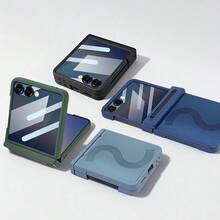 VIETAO Business Built-In Pen Mobile Phone Case Compatible With Samsung Galaxy Z Flip 7 6 Flip6 Faux Leather Full Cover Cases With Privacy Tempered Glass Screen Protector - Blue - View 8