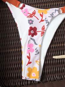 Bộ bikini nữ gợi cảm hở lưng, họa tiết hoa, dây buộc bên hông, chất liệu co giãn cao, thích hợp cho kỳ nghỉ hè ở bãi biển. - Nhiều màu - Xem 4