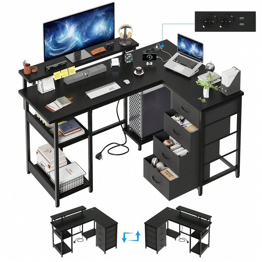 Home Office Desks - Black - View 1
