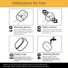 Găng tay chải lông thú cưng chống tĩnh điện có thể tái sử dụng, găng tay hai mặt loại bỏ lông thú cưng, có thể loại bỏ lông thú cưng trên thảm. - màu đen - Xem 3