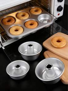 1/3/5pcs Aluminum Donut Baking Mold - Non-Stick Tube Cake Pan With Center Tube - Easy Release Baking Mold, Suitable For Angel Cake, Muffins And Desserts - For Oven Use - Donut - View 4
