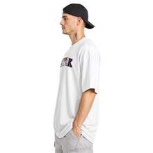 Men's Oversized Cotton Crew Neck Printed T-Shirt For Gym - Comfortable - White Purple - View 2