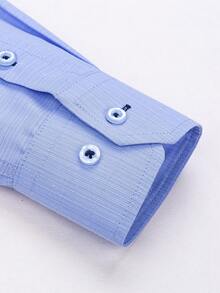 Men's Wrinkle-Resistant Jacquard Dress Shirt. Spring/Autumn/Summer. Regular Fit. Bolero. - Baby Blue - View 3