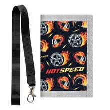 Portacartas multifuncional de 3 pliegues, con estampado de coche de dibujos animados, plegable y portátil. Incluye llavero, monedero, compartimento para billetes, ventana para identificación y cierre de . - Multicolor - Ver 9