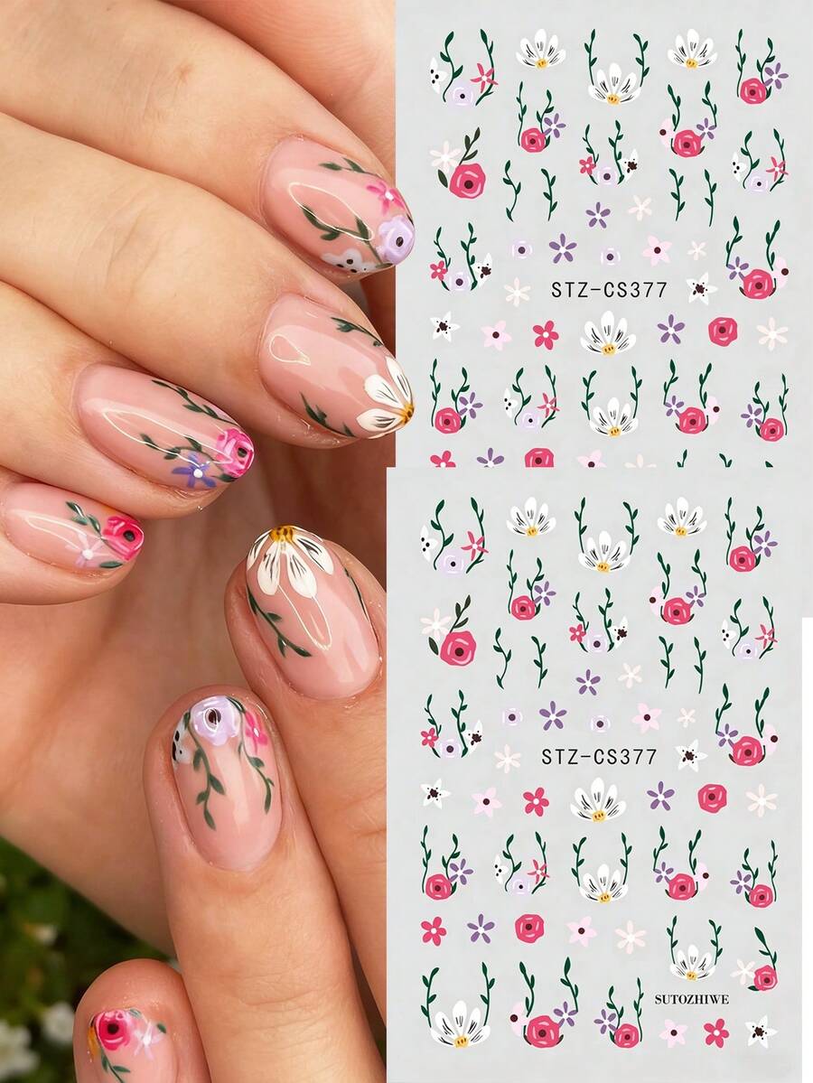 2pcs Black Lace Bow Nail Stickers, Butterfly Dot Nail Art Decals, DIY Nail Decorations For Spring/Summer - Black - View 1