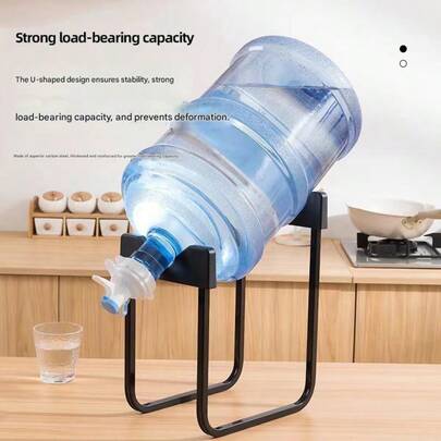 1 Sets Durable Metal Water Dispenser Stand With Faucet Holder, Large Black Removable Drinking Water Bottle Rack For Living Room, Kitchen, And Bathroom Essentials