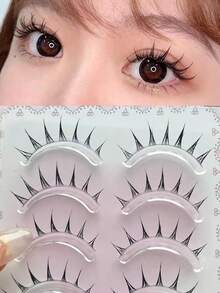 10 pièces Faux cils de style coréen Flame Mountain, cils délicats et effilés pour un look de personnage d'anime/cosplay - Faux cils pointus - Voir 1