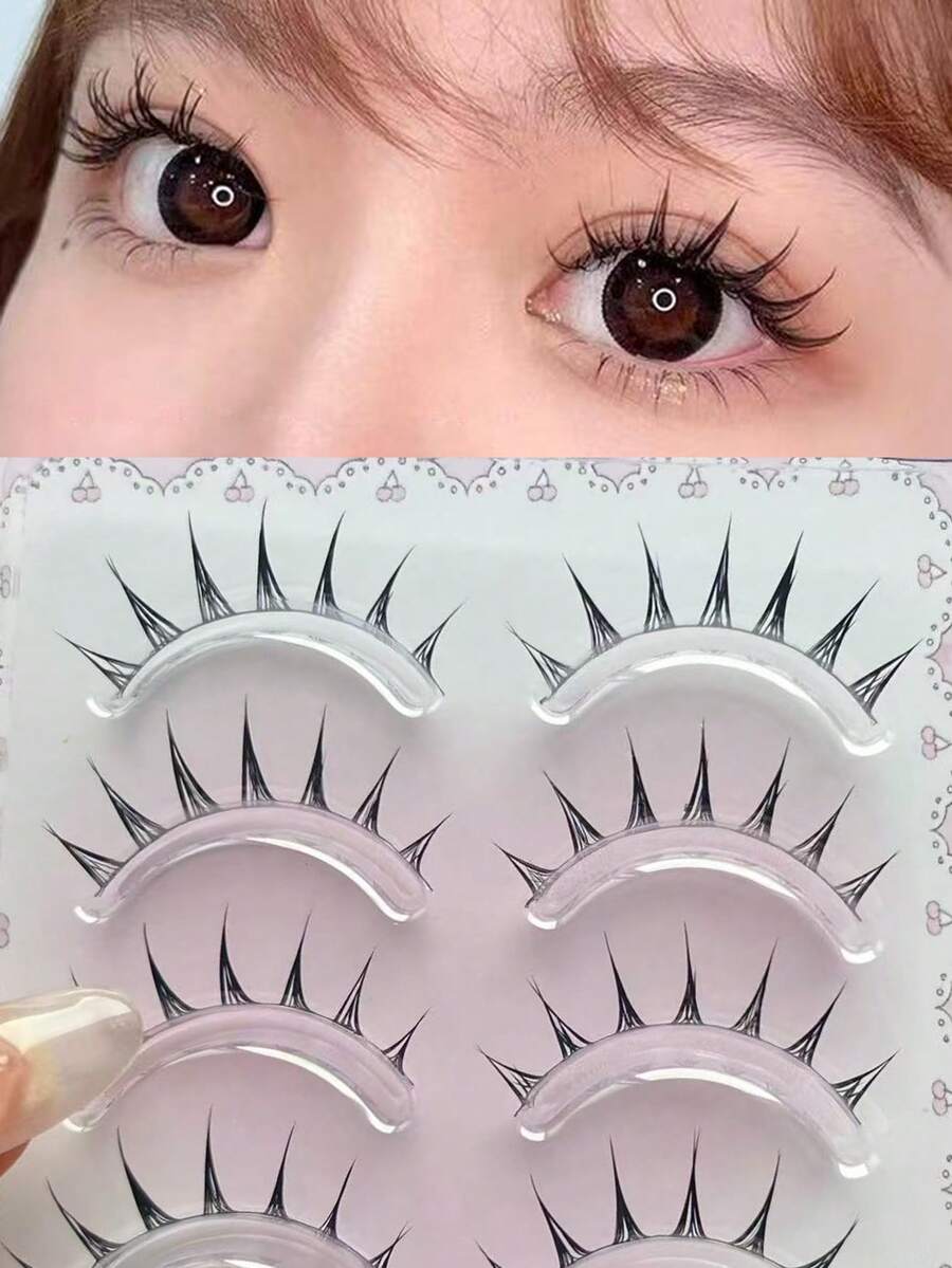 10 pièces Faux cils de style coréen Flame Mountain, cils délicats et effilés pour un look de personnage d'anime/cosplay - Faux cils pointus - Voir 1