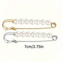 4pcs Faux Pearl Scarf Clips, Shawl Pins, Sweater Brooch For Women - Default (4pcs) - View 3