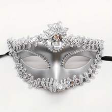 Venetian Beauty Mask Electroplated Diamond-Studded Spray-Painted Princess Mask Halloween Ball Ladies' Eye Mask (The Strap Is Black Or The Same Color As The Mask) (Hand-Glued, The Mask May Occasionally Have Some Glue Residue) - trắng - Xem 5
