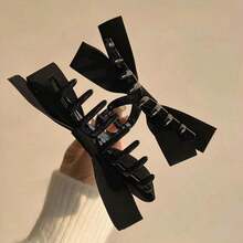 1pc Elegant Satin Bow Hair Claw Claw Clips Hair Clips Hair Jaw Clip Hair Clamps Hair Clutch Hair Catcher Clip, Bow Accessories, School Stuff, College Fall Winter Hair Accessories For Women For Vacation Outfits Woman,Hair Accessories,  Butterfly Hair Clips,  Matte Hair Clips,  Duckbill Clips, Vintage Hair Barrett,Hair Accerssories,Claw Clips,Summer,Hair Clips - 黑色 - 查看 5