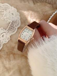 Women's Quartz Watch Fashionable Retro Exquisite Arabic Numeral Scale Suitable For Daily Matching Birthday/Graduation Gifts - Brown - View 2