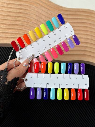 24/36 Colors Nail Polish Color Card, Nail Salon Color Display Board, Double-Sided Chain Nail Art Practice Finger, Nail Art Display Tools