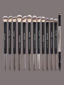 MAANGE 13支/20支专业铝管化妆刷套装，包含1个配件和纸盒收纳盒，内含可伸缩粉底刷、双头散粉刷、腮红刷、高光刷、轮廓刷、眼影刷、晕染刷、遮瑕刷、混合刷，刷毛柔软，便携，是旅行的理想之选，也是送给女性和女孩的绝佳礼物。 - 黑色 - 查看 5