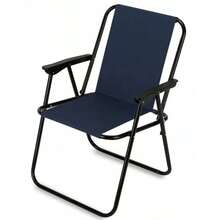 Folding Garden Chairs, Portable Outdoor/Indoor Seating With Armrests - Navy Blue - View 8