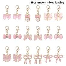 2/4/6/8pcs Pink Bow Shaped Alloy Pendant Keychain/Bag Charm Set, Suitable For Valentine's Day, Mother's Day, Back To School Season And Spring Gifting - Keychain - View 7