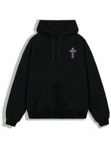 Nuevas  de moda de temporada Christian Faith Camiseta unisex, Sudadera con capucha, Sudadera con capucha para hombre con estampado de doble cara, casual y cómoda, Abrigo casual y versátil para otoño e invierno (1 pieza) - Negro - Ver 4