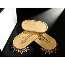 Khay trà và bánh quy khắc tên theo yêu cầu, quà tặng Giáng sinh, khay cà phê và đồ ăn nhẹ, khay khắc chữ, quà tặng cho người yêu trà và cà phê, khay phục vụ bằng gỗ. - Hoa hồng tre - Xem 2