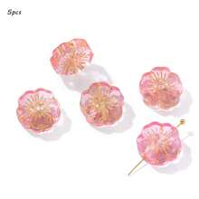 14毫米镀金梅花捷克玻璃珠，中心带孔，五瓣花瓣，DIY手工串珠手链，发夹材料 - 彩色 - 查看 20