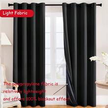 High-End Thermal Curtains, Full Blackout Curtains For Dining Room, Soundproof Window Treatment Drapes For Hall Room, Black, Set Of 2 Panels - 2pcs - View 1