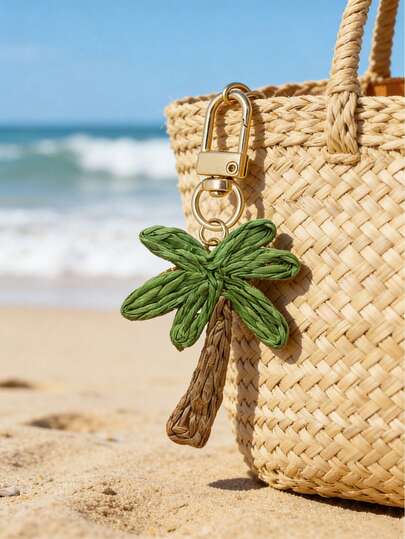 手工编织椰树钥匙扣，度假风拉菲草编织椰树，汽车饰品，手工柔软椰树钥匙扣，波西米亚风装饰，钱包挂饰，优雅汽车饰品，背包挂饰，钱包吊坠，轻巧百搭，时尚美观，可作车钥匙和手提包挂饰，生日、节日、派对、复活节、母亲节、独立日、婚礼、毕业季礼物