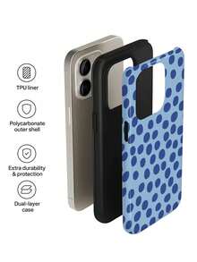 1件装简约艺术清新休闲不对称波点图案亮面二合一手机硬壳，兼容三星/ 11/12/13/14/15/16/17 Pro Max - 彩色 - 查看 5