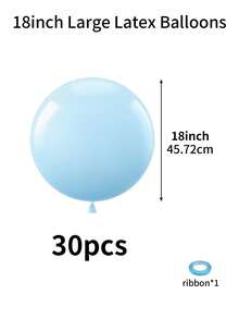 浅蓝色乳胶派对气球，2/4/6/10/18/30个装 - 36英寸巨型气球，18英寸大型圆形浅蓝色氦气球，适用于生日派对、婚礼、宝宝性别揭晓派对、周年纪念、复活节、毕业派对装饰 - 淡藍色 - 查看 15
