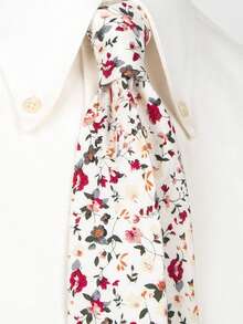 1pc Men's Fashion Floral Pattern Party Necktie - Burgundy - View 4