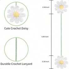 1pc Handmade Knitted Car Interior Hanging Decor, Floral Rearview Mirror Pendant, Fabric Binding Design, Car-Specific Decorative Hanging Accessory, Fresh And Cute Car Interior Accessory - Chrysanthemum Fabric - View 3