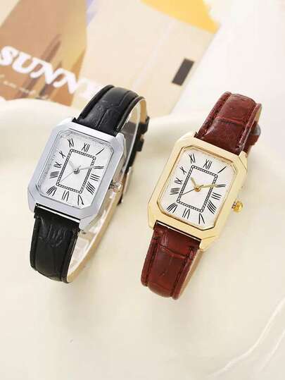 This Best-Selling Vintage-Style Girl's Watch Features A Square Roman Numeral Dial, A Leather Strap, And A Quartz Movement, Making It An Ideal Gift For Girlfriends And Mothers. Perfect For Back-To-School, Christmas, And Holiday Occasions.