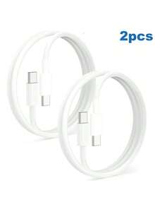 1/2条装 Type-C 数据线，高效快速数据传输，6.6 英尺快充线，兼容 17 Pro Max/17 Pro/17/Air/16/15、S26/S25/S24/S23 等多种设备，白色 - 白色 - 查看 9