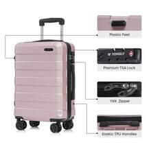YONSLY Koffer Set 2-teilig 24/28 Zoll mit TSA Zollschloss YKK Reißverschluss 4 Leise 360°-Rollen Doppelt Verwendbarer Reißverschluss Netztasche Hartschalenkoffer für Urlaub Familienausflüge und Pärchenreisen - Roségold - Übersicht 6