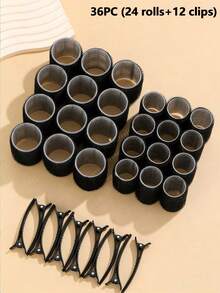 36 pezzi Set di bigodini autoadesivi, include 24 bigodini e 12 clip, stile salone senza calore per arricciare i capelli fai-da-te, bigodini, accessori per capelli, strumenti per capelli, attrezzatura da salone - Multicolore - Visualizzare 14