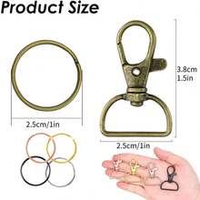 24/50pcs D-Ring Keychain Hooks And Key Rings Set, Swivel Clasp Crafts, For Wallet And Lanyard, Used For Making Bags, Handbags, Wallets, Backpacks, Dog Collars, DIY Craft Accessories - D-shaped Lobster Clasp + D-shaped Ring - View 7