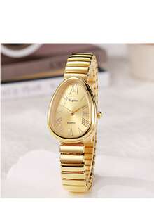 1Pc Elegant Classic Snake Spring Strap Wrist Watch Fashion Metal Texture Accurate Time Daily Commute Date Wear Business Work Versatile Light Luxury Ladies Watch - Roman Numeral Scale - View 4