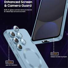 磁吸相容 Galaxy A57 A37 A56 A36 A27 A26 A16 A17 A06 A07 S25 FE S26 手機殼 [內建相機鏡頭保護蓋] 纖薄軟矽膠防震防摔金屬光澤軟殼，適用 S26 Ultra S25 Ultra S24 Ultra - 遠峰藍 - 查看 3