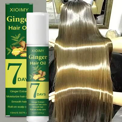 Xioimy 7D 15毫升生姜护发油，滚珠式涂抹器，天然成分，抚平干燥断裂，令秀发柔顺蓬松，无需洗发，方便护理，是圣诞节、婚礼和送礼的理想之选。