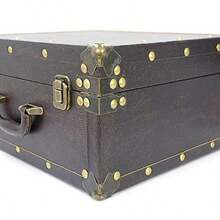 DreamsEden Baúl grande decorativo de almacenamiento Caja de madera vintage para maleta de tesoro 35 x 30 x 17 5 cm - Café Marrn - Ver 4