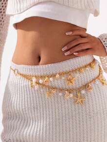 1件贝壳星形装饰腰链，海滩度假风 - 腰鏈 - 查看 2