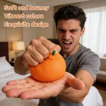 1个橙色减压球软玩具，橙色纹理抗压玩具 - 耐用TPR材质，趣味减压神器，适合办公室和居家使用，节日礼物 - 彩色 - 查看 6