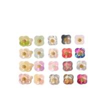 14毫米镀金梅花捷克玻璃珠，中心带孔，五瓣花瓣，DIY手工串珠手链，发夹材料 - 彩色 - 查看 6