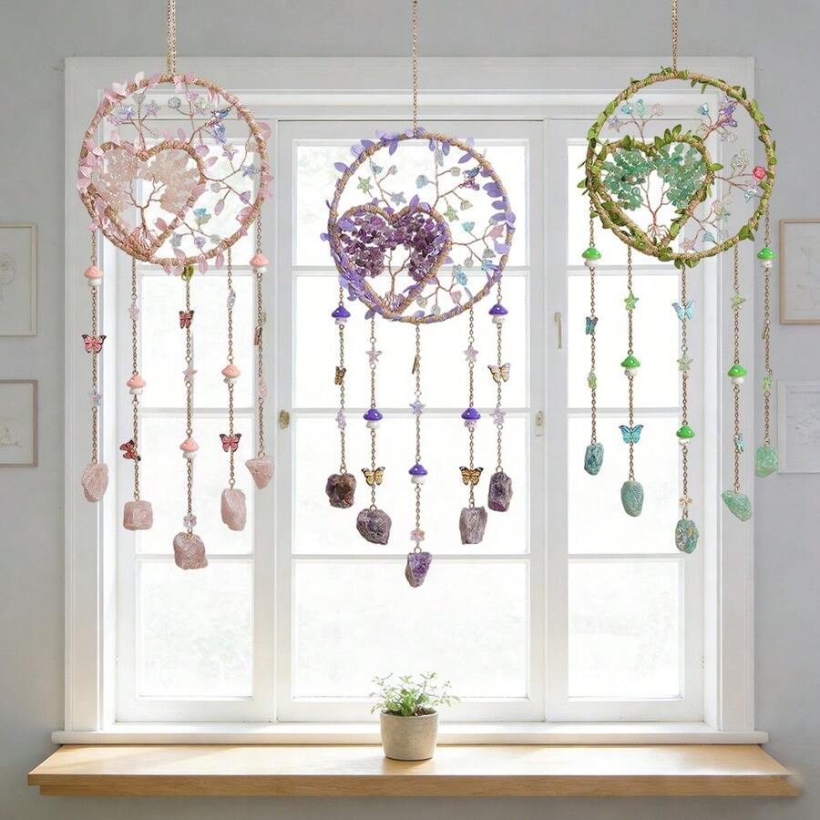1pc Colorful Sun Catcher, Heart-Shaped Crystal Wind Chime, Crystal Pendant, Sun Catcher, Home Decor, Birthday Gift, Valentine's Day Gift