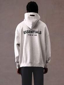 Fear Of God  Autumn Winter Hoodie 'Dark Oatmeal' Loose Drop Shoulder Hooded Women/Men Sweatshirt,Runs 1 Size Large , Vintage Flocking Craftsmanship Combined With Modern Men Breathable Technology, Warm Cotton Flocking - LIGHT OATMEAL/HOODIE - 查看 5