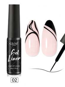 GLOZ Juego de delineador de gel para arte de uñas - Negro y Blanco con cepillo delgado incorporado para diseños de uñas en espiral y remojo para puntas francesas de arte de uñas francesas Hazlo tú mismo Manicura Remojo UV - Multicolor - Ver 2