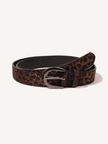 1pc Women's In-Stock Suede Leopard Print Minimalist Buckle Belt, Versatile For Jeans And Apparel - Leopard Print Belt - View 3