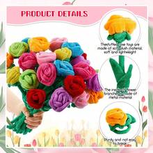 毛绒玫瑰花填充玩偶花束,花茎可弯曲,柔软可弯曲的红色玫瑰花束,适合母亲节、生日、毕业典礼等场合。 - 彩色 - 查看 9